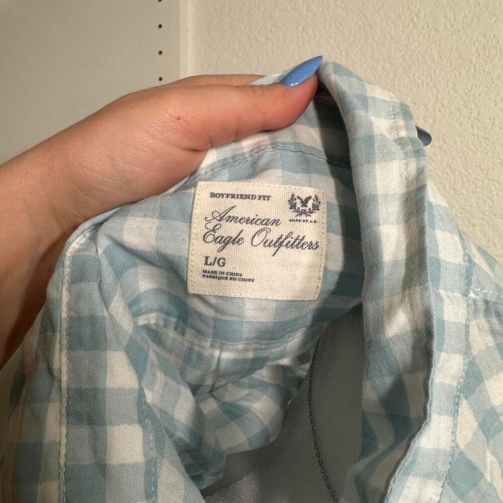 American eagle blue gingham button - Picture 4 of 4